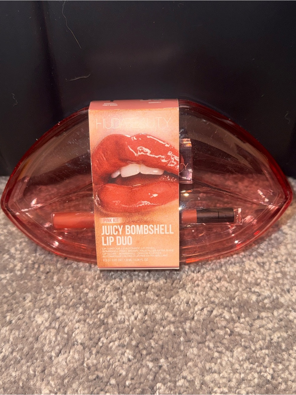 HUDA BEAUTY Juicy Bombshell Lip Duo - Coral Pink Set